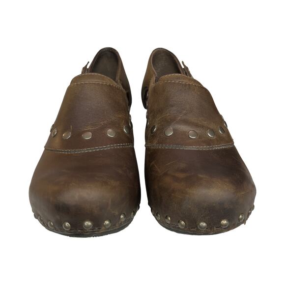 Dansko Becca Brown Leather Studded Heeled Clogs Women’s 40 US 9.5–10 Shoes - Picture 10 of 11